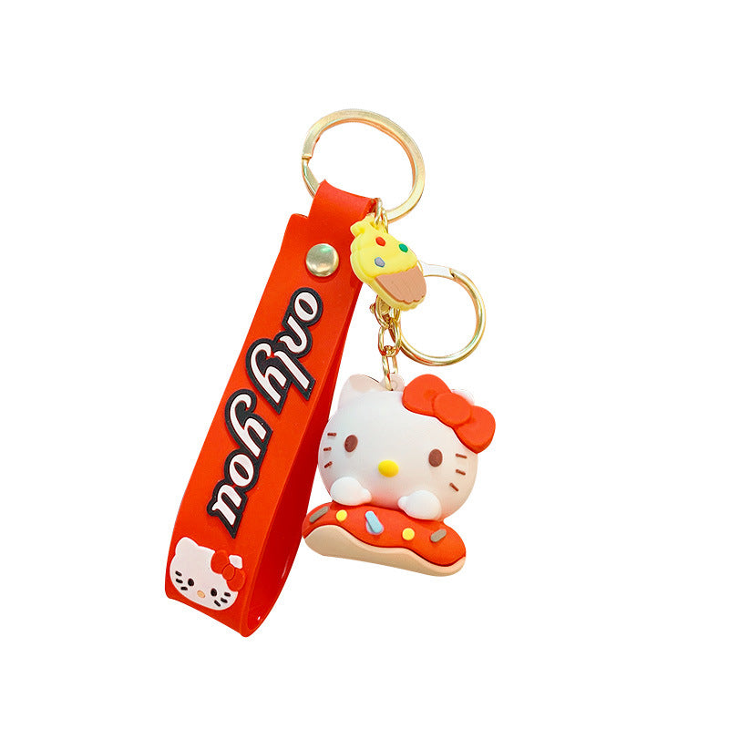 Creative Cartoon Sanrio Donut Keychain Cute Exquisite Big Ear Dog Doll Car Key Chain Accessories