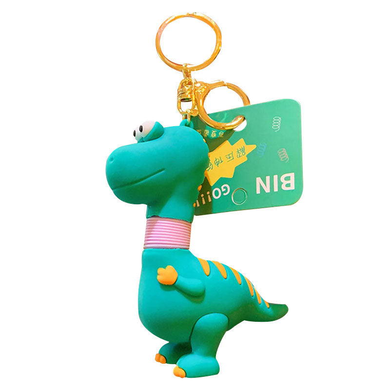 Genuine Cartoon Creative Retractable Dinosaur Keychain Cute Couple Schoolbag Car Key Chain Pendant Gift