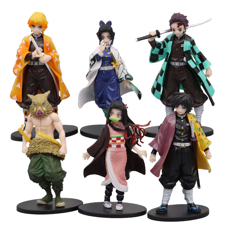 Boxed Kimetsu No Yaiba Hand-Made Wholesale Nezuko Tanjirou Butterfly Bear Car Decoration Model Anime Garage Kits