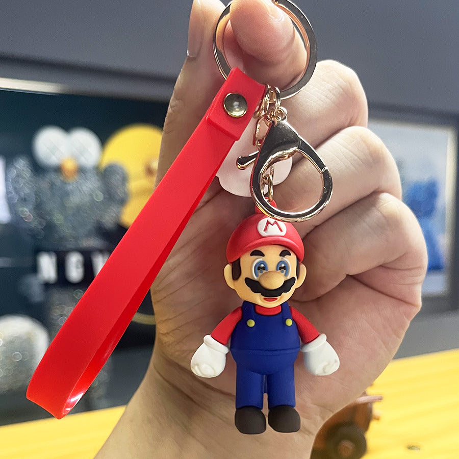 Cartoon Super Mary Mario Mushroom-Shaped Haircut Keychain Creative Car Key Chain Crane Machine Pendant Small Gift