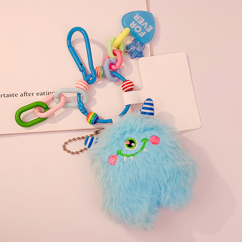 Creative Stay Cute Plush Little Monster Phone Chain Pendant Cartoon Couple Female Cars and Bags Accessories Keychain