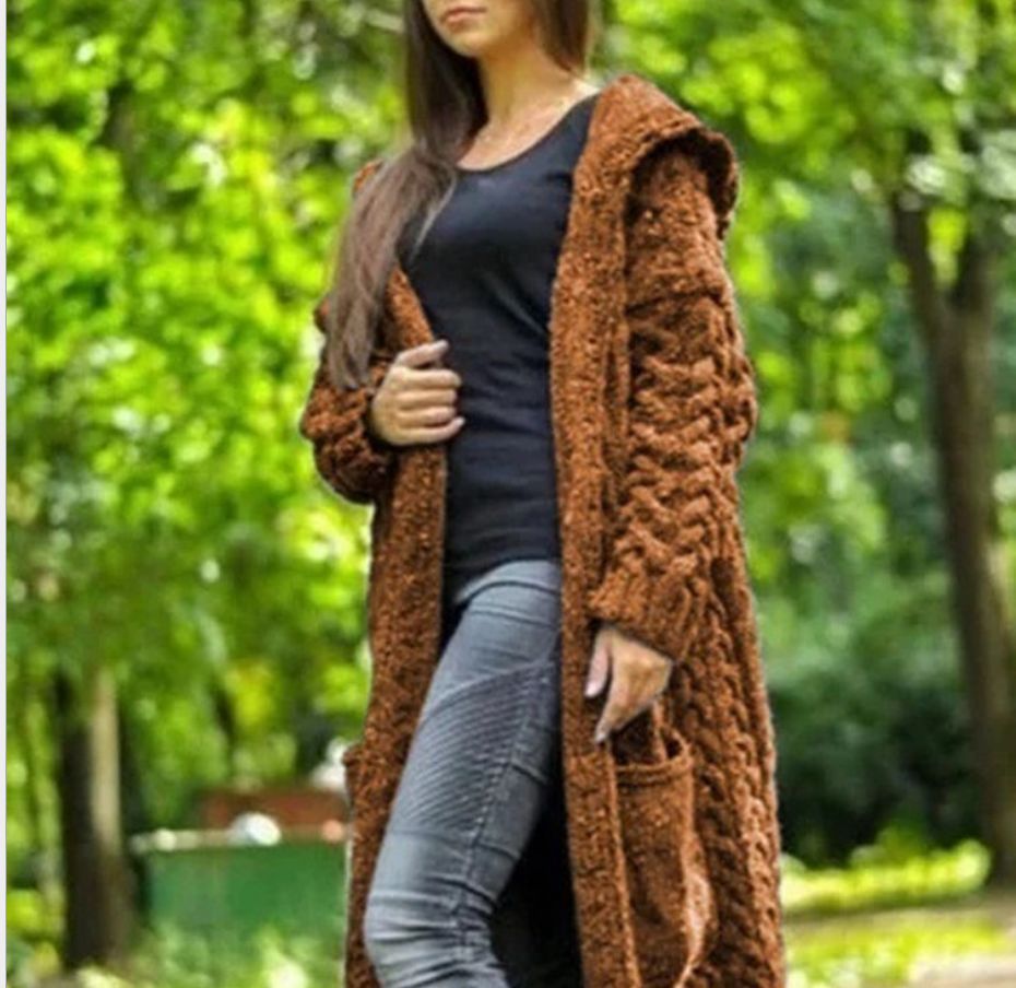 Autumn and Winter Clothing European and American Solid Color Cardigan Large Size Sweater for Knitted Ladies Baggy Coat