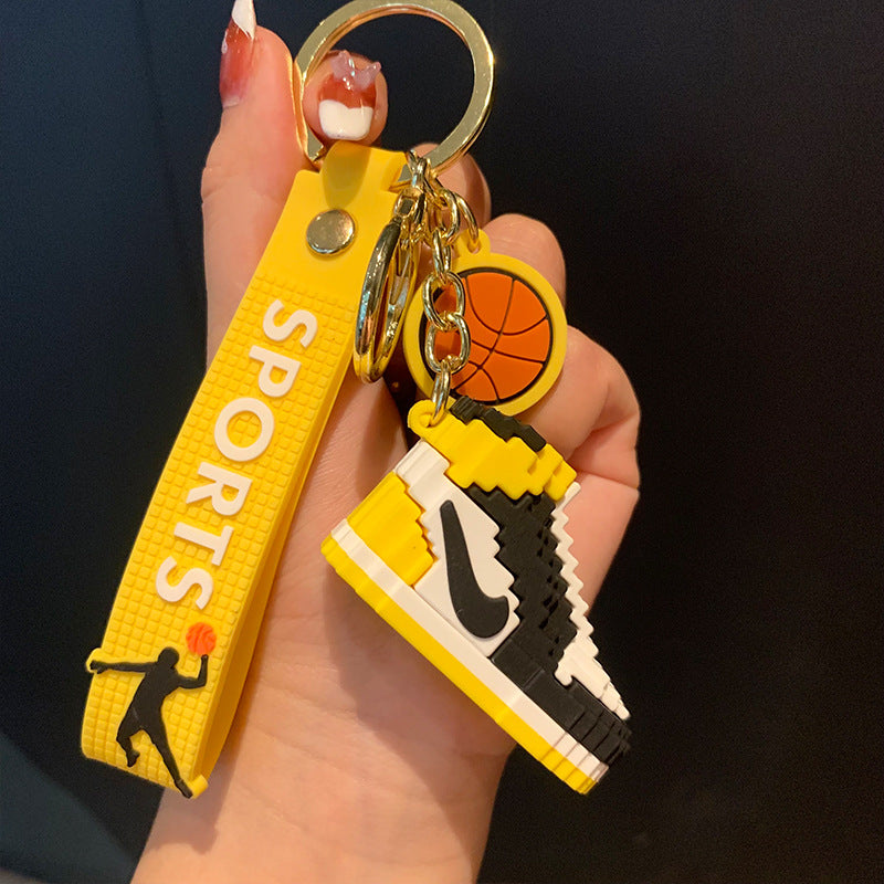 Creative Cartoon AJ Building Block Shoes Keychain Men and Women Handbag Pendant Couple Car Key Chain Accessories Gift