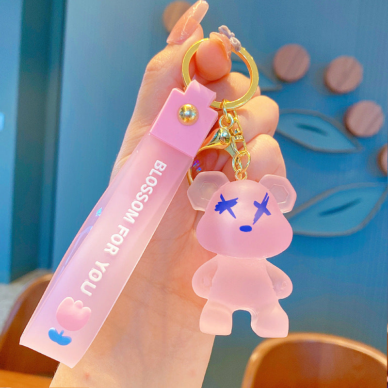 Cartoon Color-Changing Bear Keychain Accessories Couple Car Key Chain Pendant Bag Hanging Ornament Little Creative Gifts