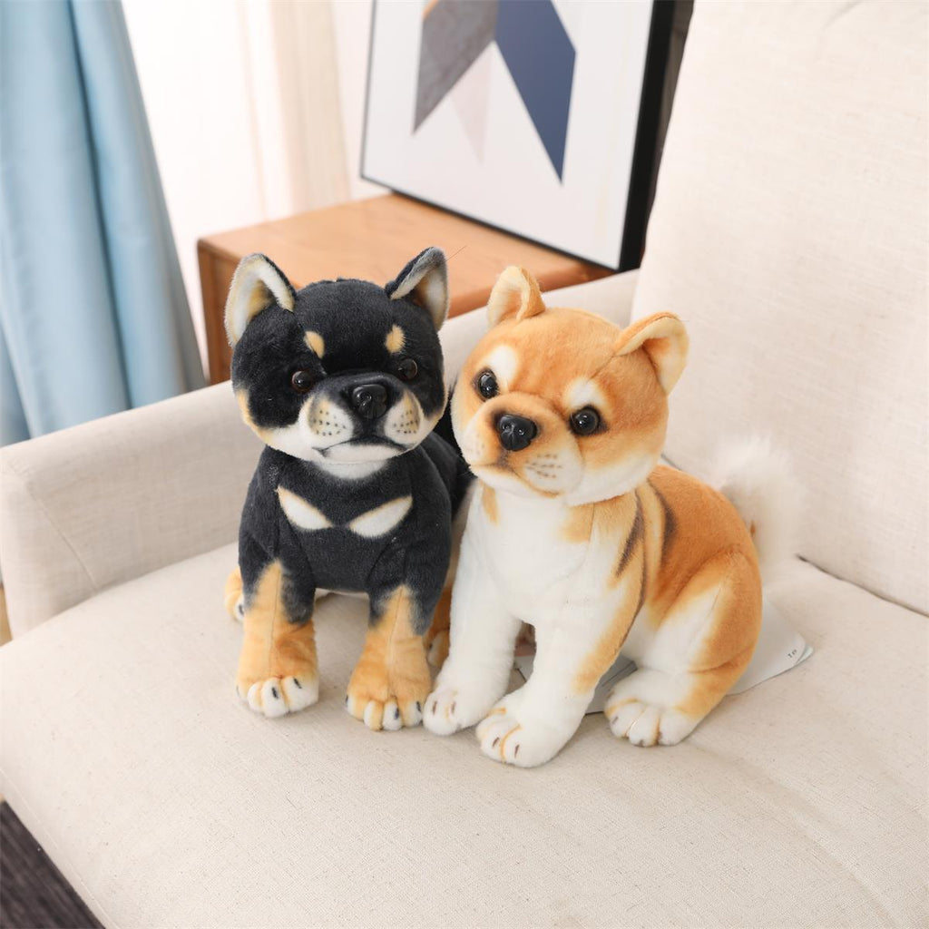 Cute Simulation Shiba Inu Doll Half Khaki Doll Baby Cognitive Plush Toy Dog Sleeping Pillow Gift