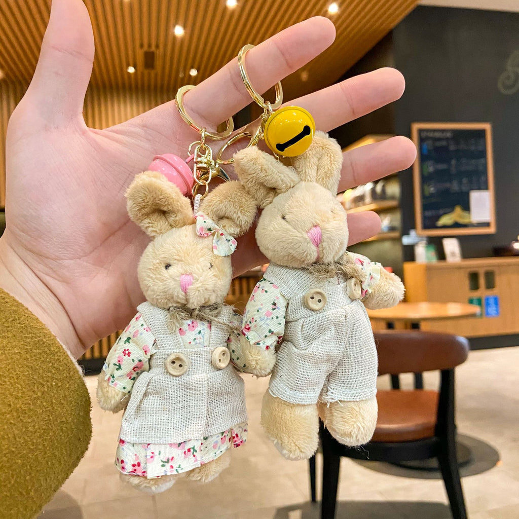 Cartoon Key Button Sackcloth Bear Doll Schoolbag Pendant Creative Bag Pendant Cute Doll Plush Toys