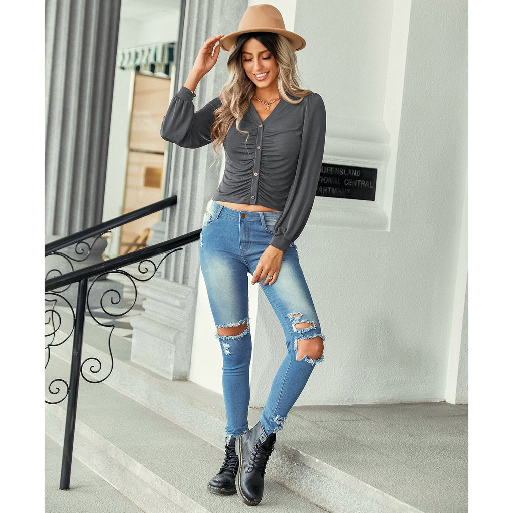 European and American women's clothing foreign trade fashion short top women's 2022 autumn and winter new slim knitted sweater women