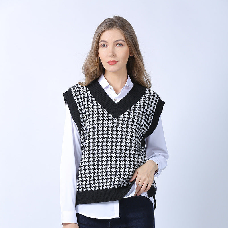 European and American Knitwear Loose Retro plus Size Sweater Pullover Women's Vest