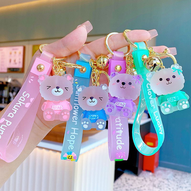 Creative Cartoon Cute Jelly Bear Keychain Pink Girlish Bag Pendant Fun Cute Student Schoolbag