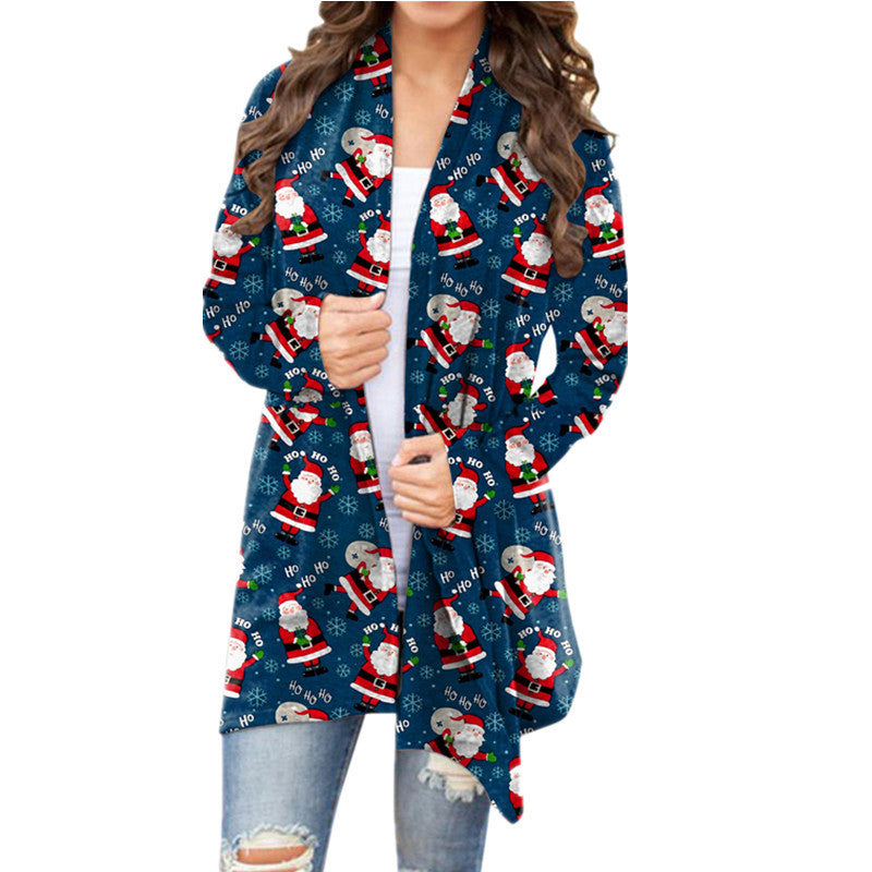 Christmas Printed Casual Long-Sleeved Cardigan for Women