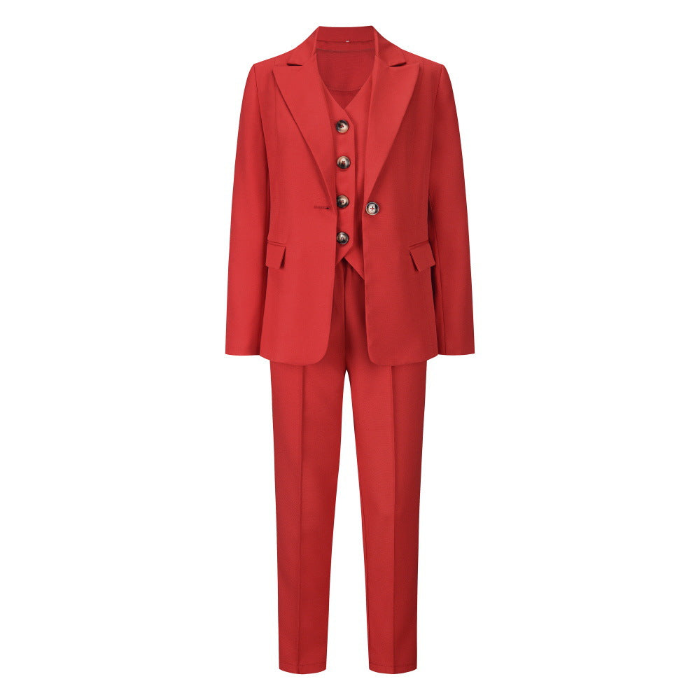 Business Suit 2022 Autumn and Winter Ladies New Professional Small Suit Trousers Three-Piece Suit