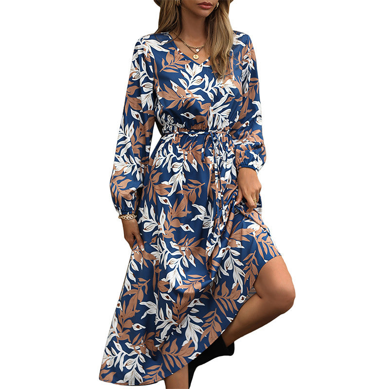 Women's Printed Long-Sleeved Dress