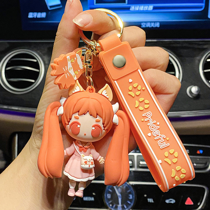 JK Cat Ear Girl Epoxy Keychain Cute Girlish Schoolbag Pendant Creative Cartoon Key Ring Pendants