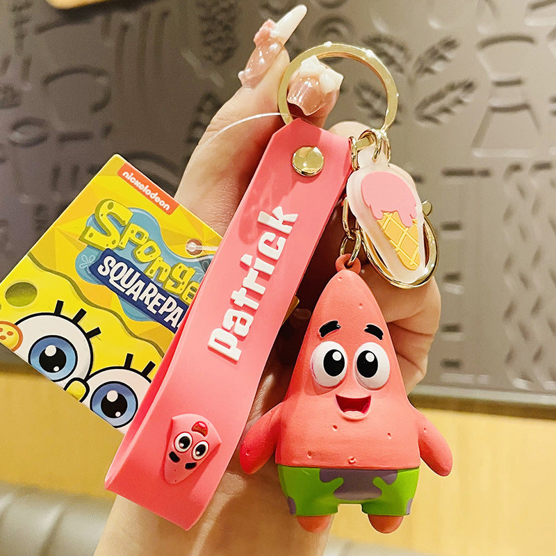 Cartoon SpongeBob Pie Star Keychain Female Cute Exquisite Couple Car Key Chain Handbag Pendant