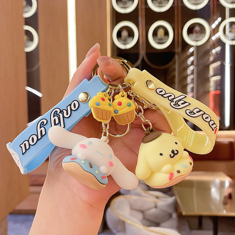 Creative Hamburger Donut Keychain Pendant Cartoon Epoxy Doll Lovely Bag Hanging Ornament Keychain