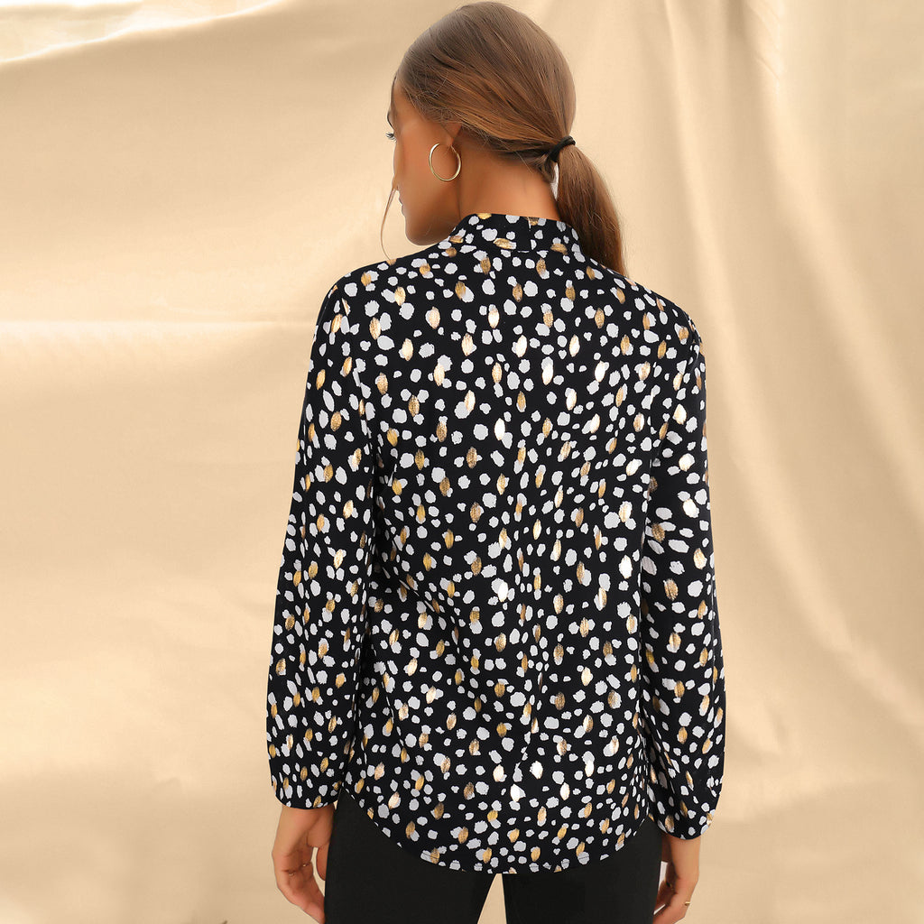 European and American women's clothing 2022 autumn and winter long-sleeved tops, chiffon shirts, women's printed shirts