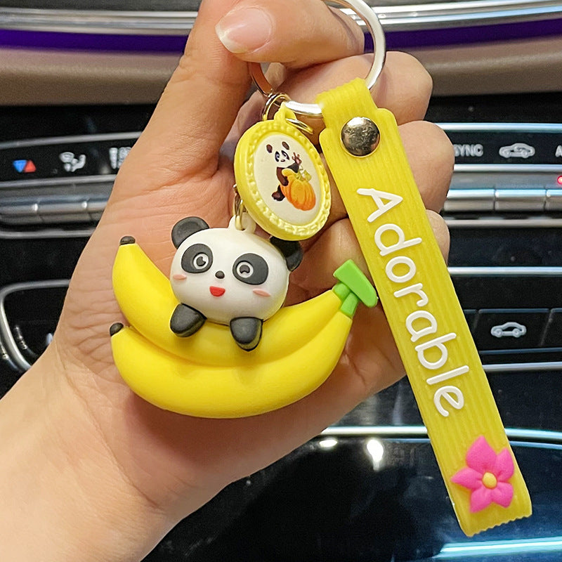 Epoxy Fruit Panda Cute Key Pendant Cartoon Doll Creative Gift Couple Bags Ornaments Purchase