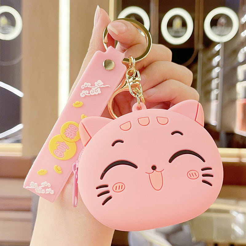 Creative Cartoon Cat Coin Purse Keychain Cute Pendant Exquisite Schoolbag Pendant Coin Earphone Storage