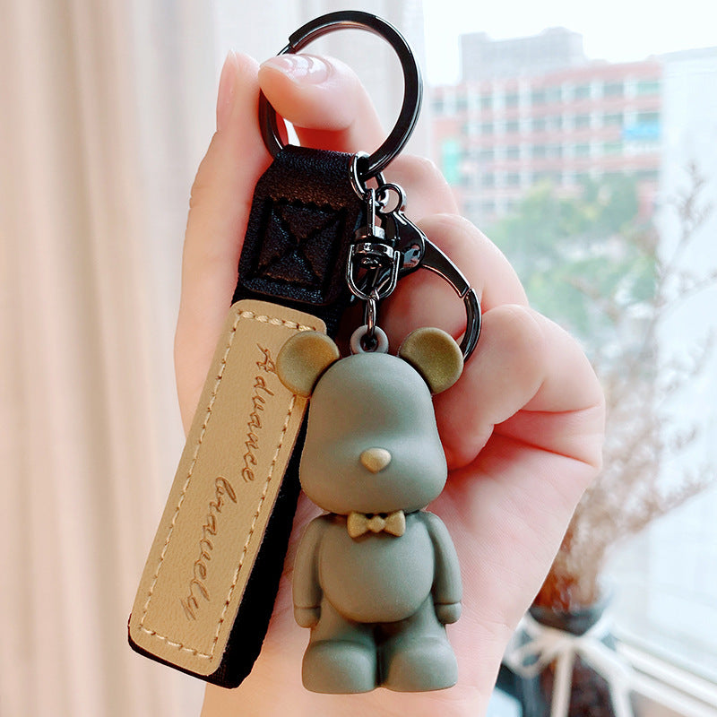 Bow Tie Bear Keychain Creative Cute Bear Violent Bear Pendant Car Ring Couple Schoolbag Ornaments