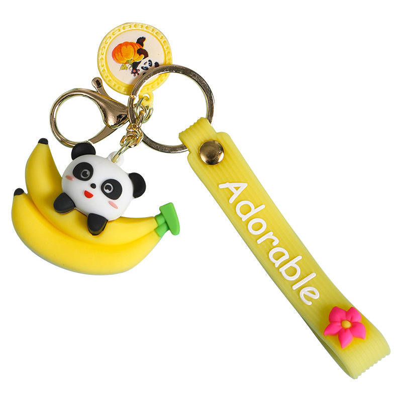 Epoxy Fruit Panda Cute Key Pendant Cartoon Doll Creative Gift Couple Bags Ornaments Purchase