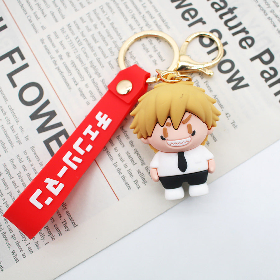 Cartoon Chainsaw Keychain Three-Dimensional Doll Pochita Pawa Electric Key Chain Anime Peripheral Pendant