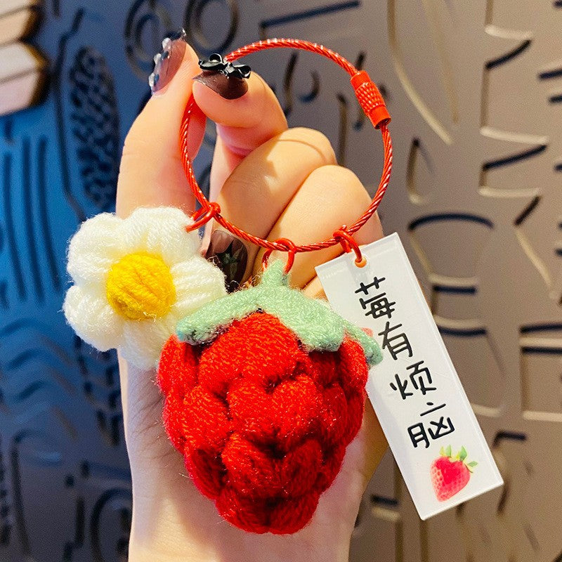 Woven Wool Persimmon Good Persimmon Peanut Plush Crocheted Good Things Happen Pendant Handmade Bag Keychain Accessories