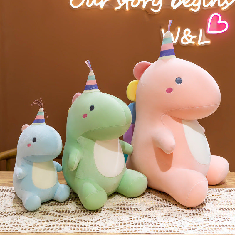 Single Horn Dinosaur Plush Toy Doll Single Horn Cap Gorgeous Colorful Candy Color Gift Doll for Children