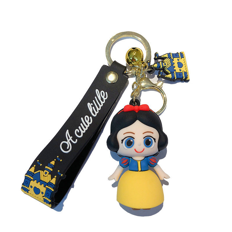 Cartoon Castle Princess Keychain Cute Anime PVC Figurine Cars and Bags Pendant Ring Creative Gift