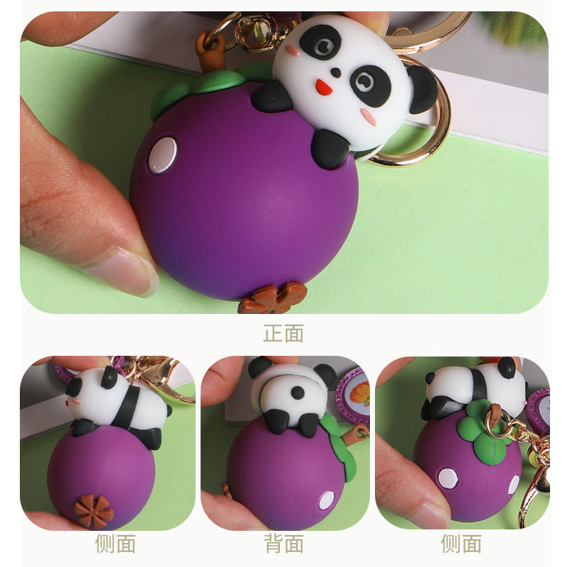 Epoxy Fruit Panda Cute Key Pendant Cartoon Doll Creative Gift Couple Bags Ornaments Purchase