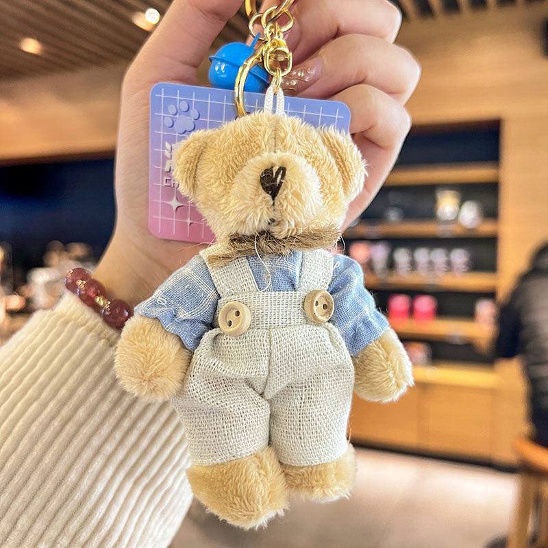 Cartoon Key Button Sackcloth Bear Doll Schoolbag Pendant Creative Bag Pendant Cute Doll Plush Toys