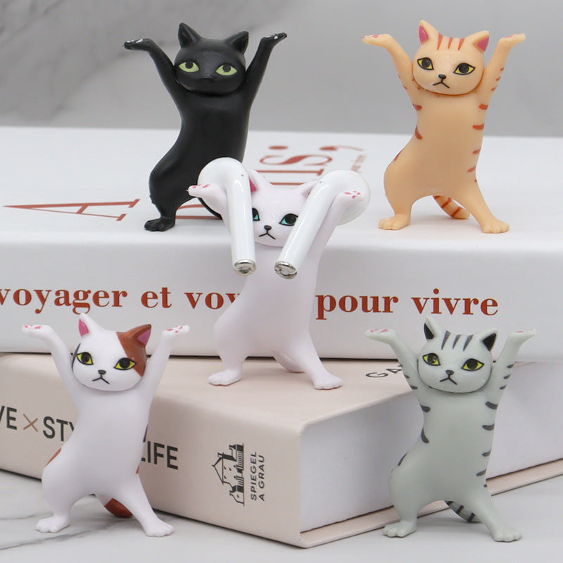 Dancing Cat Pen Holder Toy Doll Decoration Raise Hand Enchanting Cat Ornaments Pen Holder Five Cats Lift Coffin Official Anime