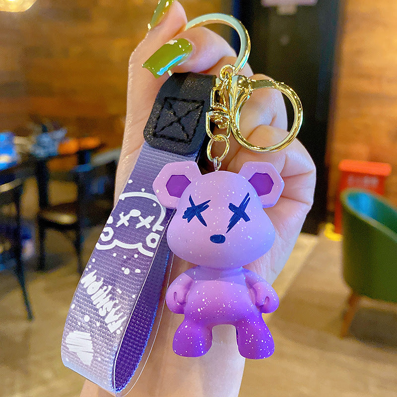 Cartoon Color-Changing Bear Keychain Accessories Couple Car Key Chain Pendant Bag Hanging Ornament Little Creative Gifts