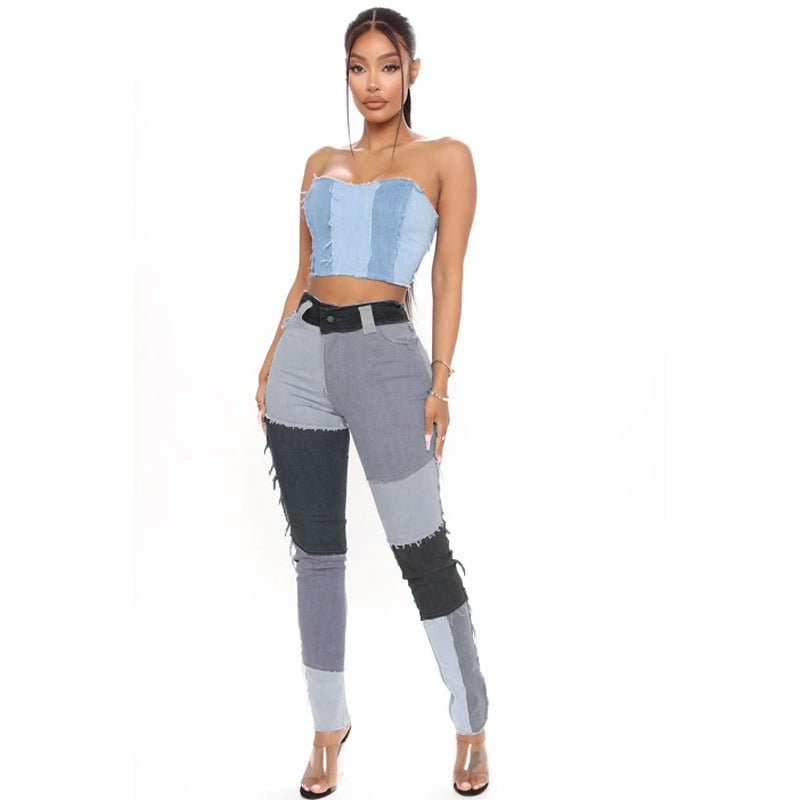 Bestseller Super Stretch High Waist Tassel Pencil Slim Fit Women's Denim Trousers