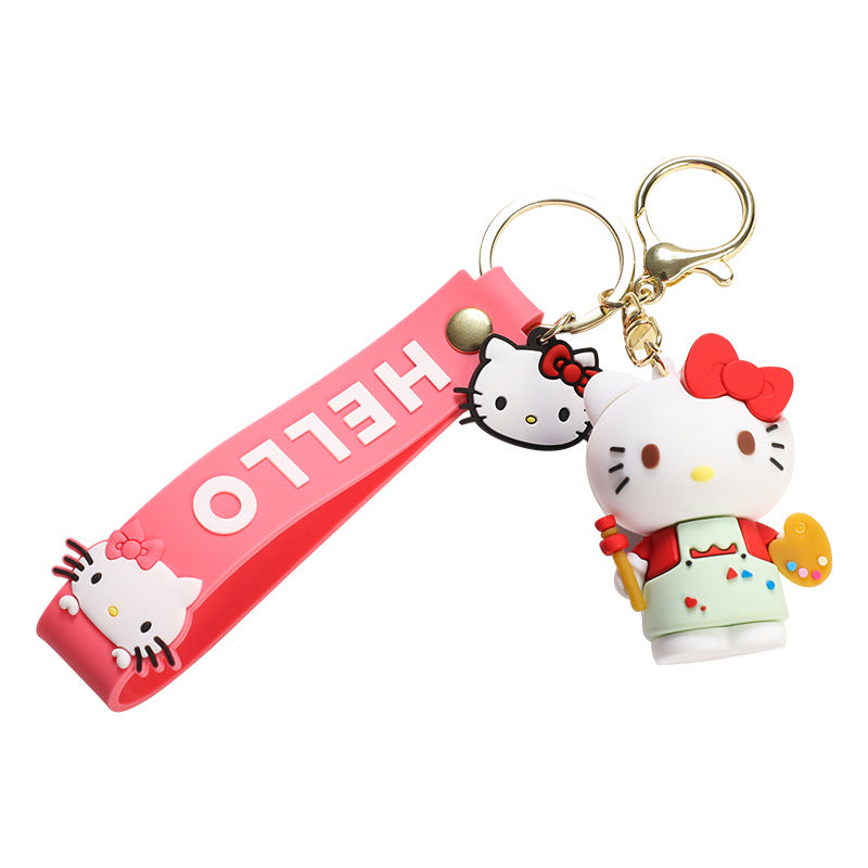 Creative Cartoon Hello Kitty Key Chain Epoxy Couple Bags Pendant Personality Crane Machine Small Gift