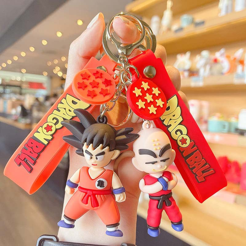 Cartoon Anime Dragon Ball Silicone Doll Keychain Pendant Cute PVC Car Key Chain Bag Ornaments