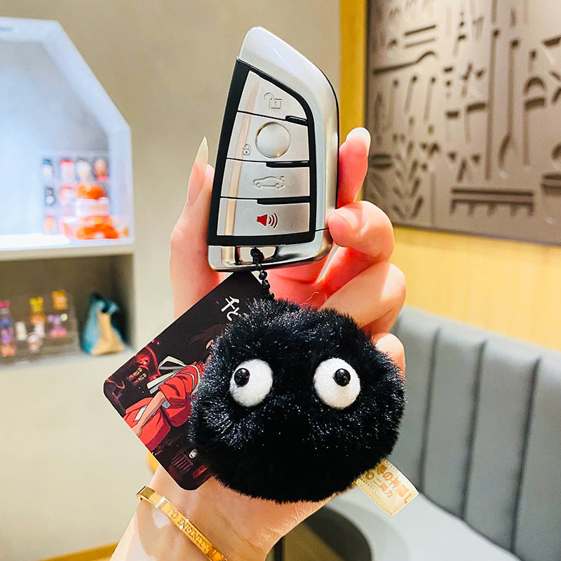 Creative Anime Qianhe Chihiro Black Charcoal Small Briquette Cartoon Car Key Ring Schoolbag Pendant Exquisite Gift