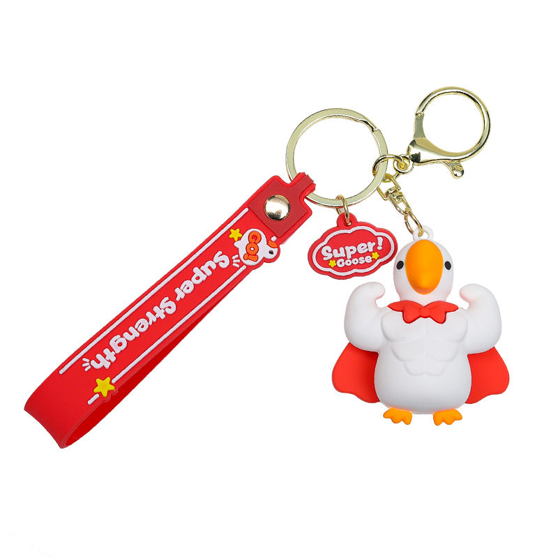 Cartoon Muscle Big Goose Keychain Cute Jewelry Pendant Three-Dimensional Doll New Year Gift Exquisite Bag Ornaments