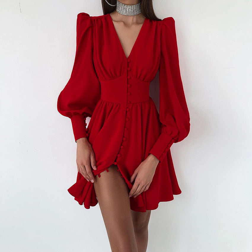 European and American Graceful Formal Dress Women's New Year Red Toast Clothing French Dress Hepburn Style Short Skirt