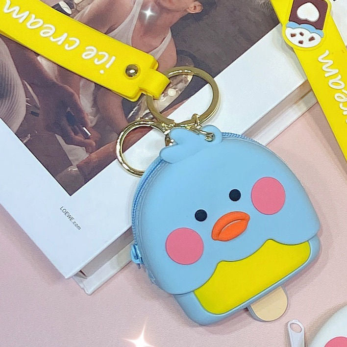 Cartoon Epoxy Small Yellow Duck Coin Purse Keychain Pendant Cute Chicken Storage Small Object Bag Ornaments