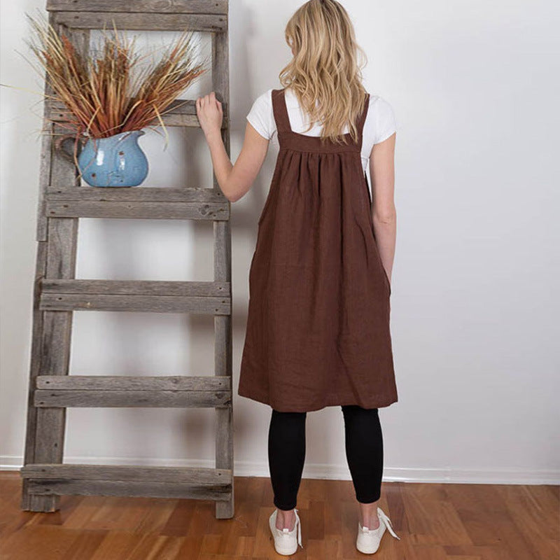 Solid Color off-the-Neck Suspender Skirt Loose Slimming Overknee Skirt