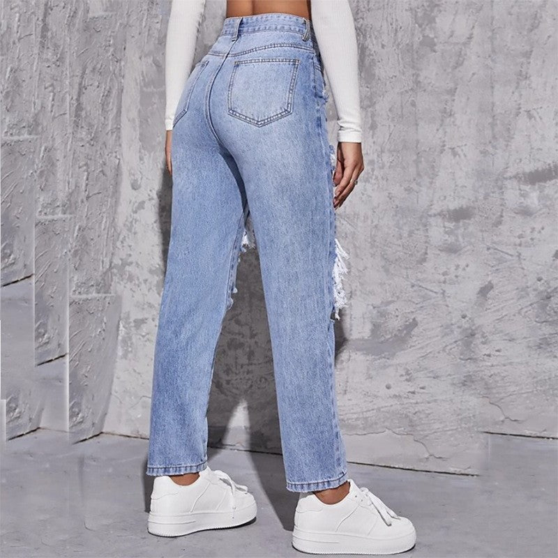 Bestseller Ripped Jeans Women's Straight-Leg Denim Trousers