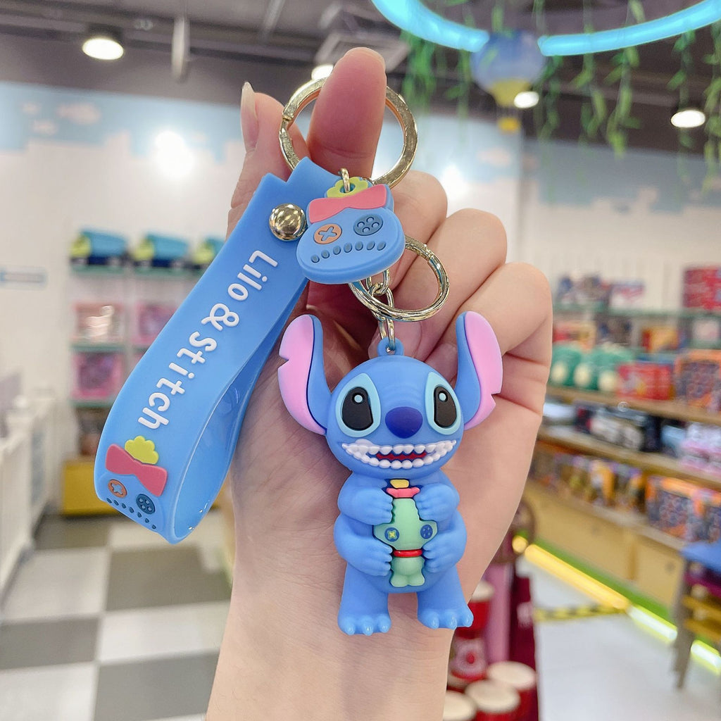 Cartoon Stitch Creative Keychain Cute Doll Pendant Small Gift Bag Hanging Silicone Gift Doll Key Chain