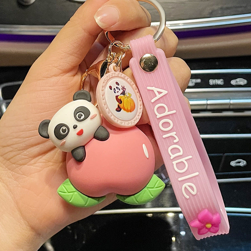 Epoxy Fruit Panda Cute Key Pendant Cartoon Doll Creative Gift Couple Bags Ornaments Purchase