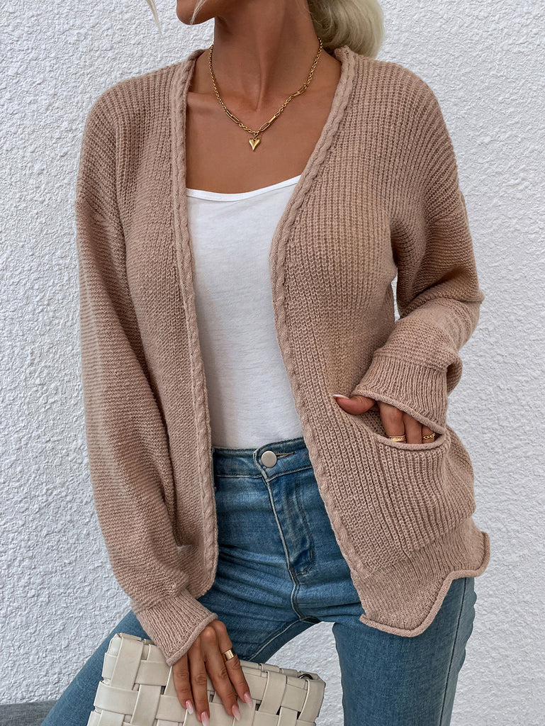 Autumn and Winter Wave Pocket Twist Cardigan Sweater Coat