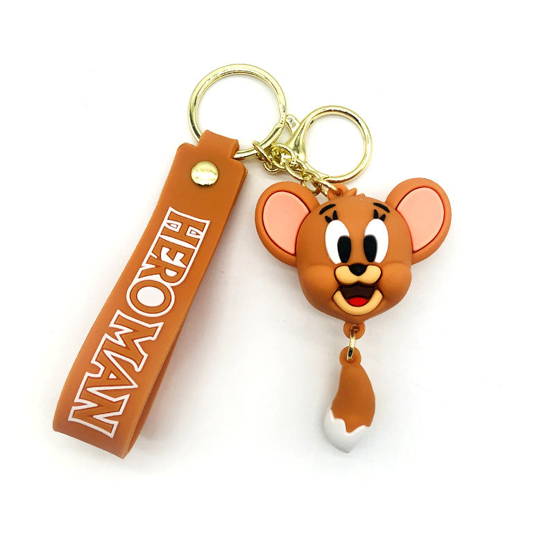 Cartoon Anime Tom Jerry Keychain Creative Cat and Mouse Epoxy Key Chain Men and Women Couple Pendant