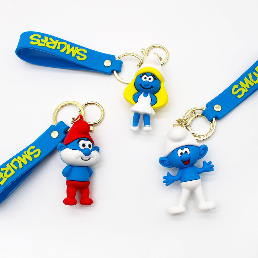 Cartoon Blue Elf Keychain the Smurf Blue Dad Blue Sister Pendant Cute Elf Key Chain