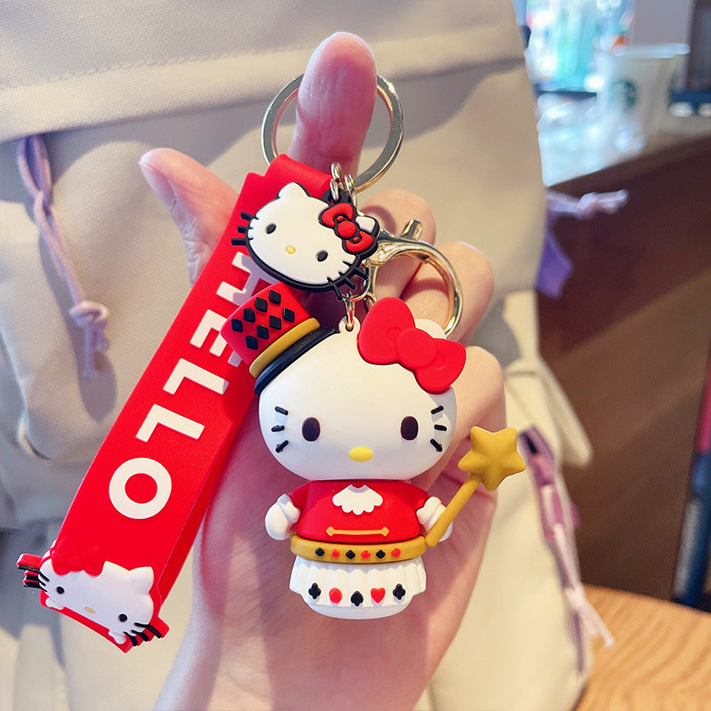 Cartoon Cute White Cat Family Keychain Pendant Silicone Key Chain Couple Bags Pendant Creative Gift