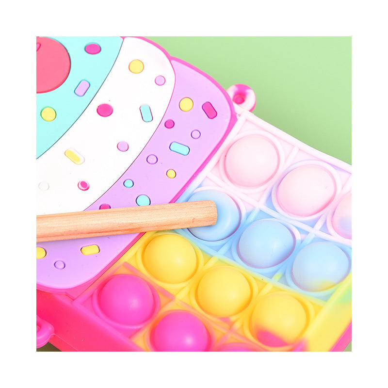 Cake Silicone Bag Squeezing Toy Deratization Pioneer Coin Purse Toy Bag Cute Kid's Messenger Bag Earphone Bag in Stock