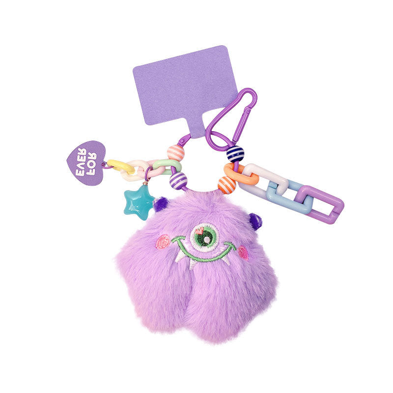 Creative Stay Cute Plush Little Monster Phone Chain Pendant Cartoon Couple Female Cars and Bags Accessories Keychain