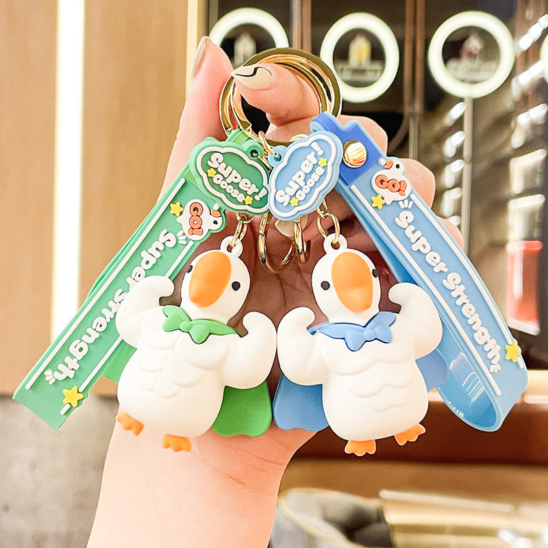 Cartoon Muscle Big Goose Keychain Cute Jewelry Pendant Three-Dimensional Doll New Year Gift Exquisite Bag Ornaments